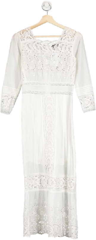 Topshop White Lace Insert Maxi Dress UK 4